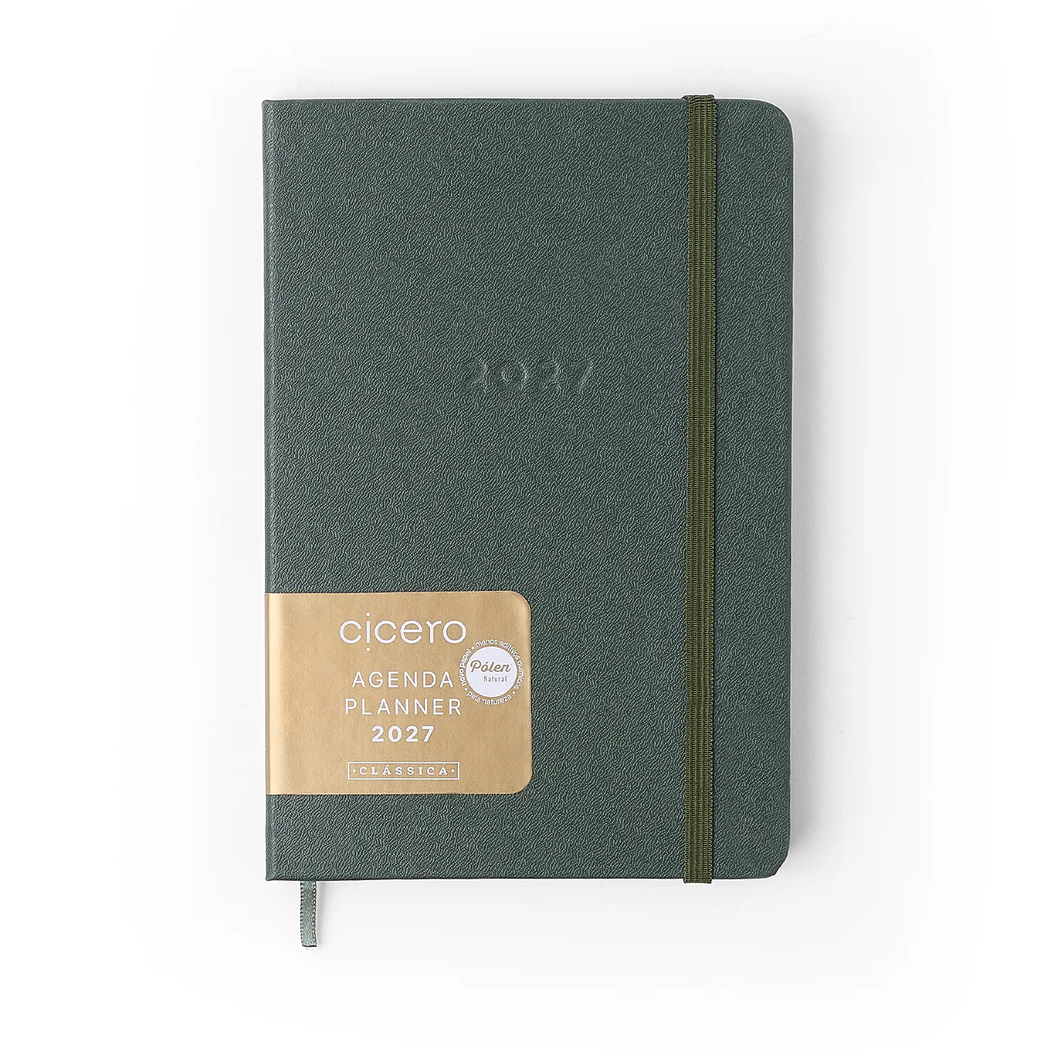 Agenda Planner 2027 Clássica Semanal Anotações 14x21 Verde Oliva