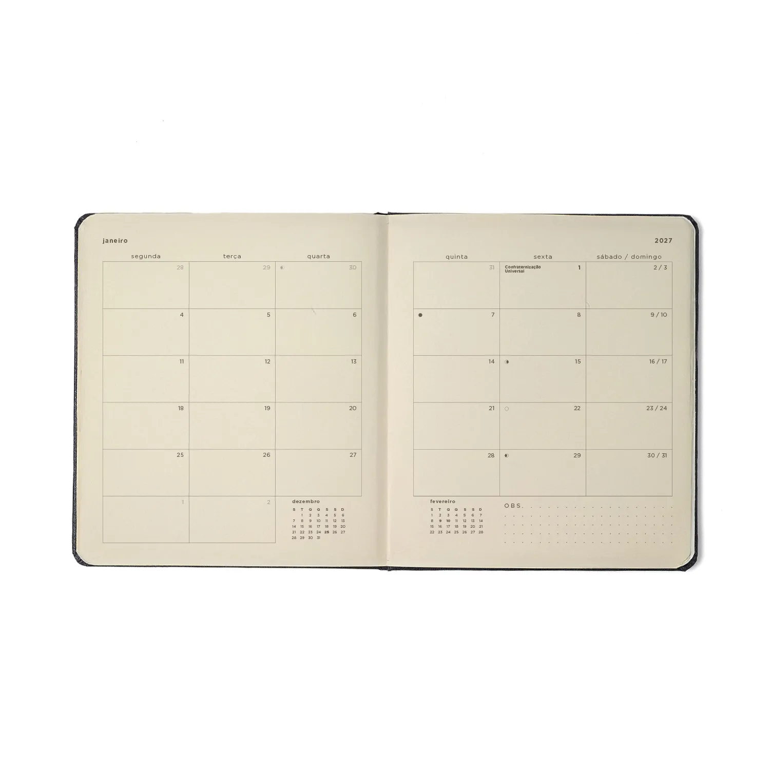 Agenda Planner 2027 Clássica Semanal Planejamento 17x19,5 Preta