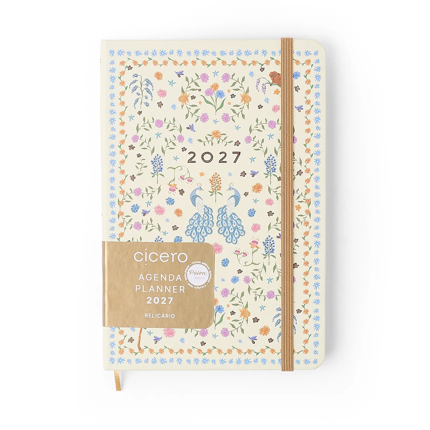 Agenda Planner 2027 Relicário Semanal Anotações 14x21 Realeza Off White