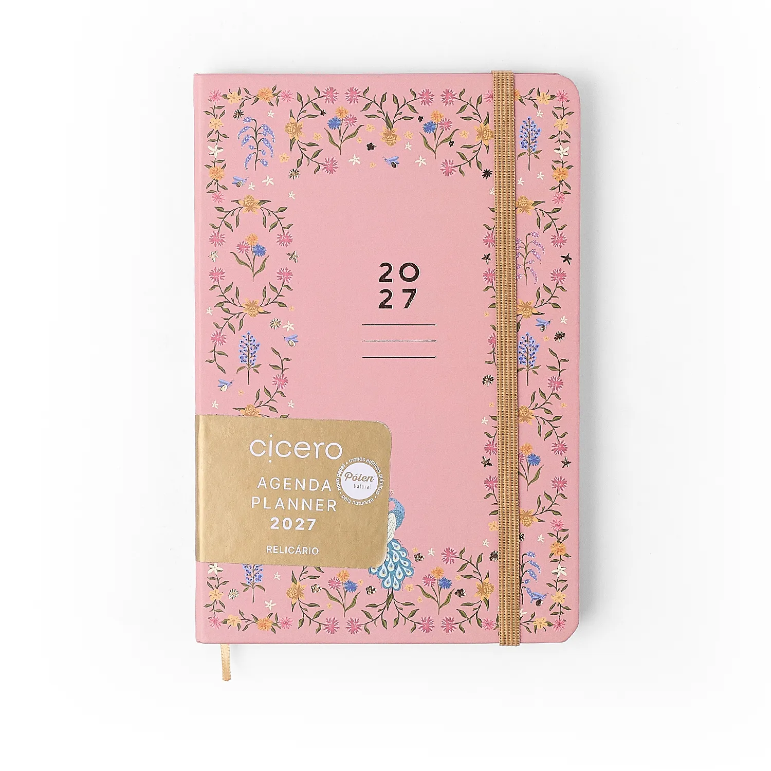 Agenda Planner 2027 Relicário Semanal Anotações 14x21 Secreto Coral