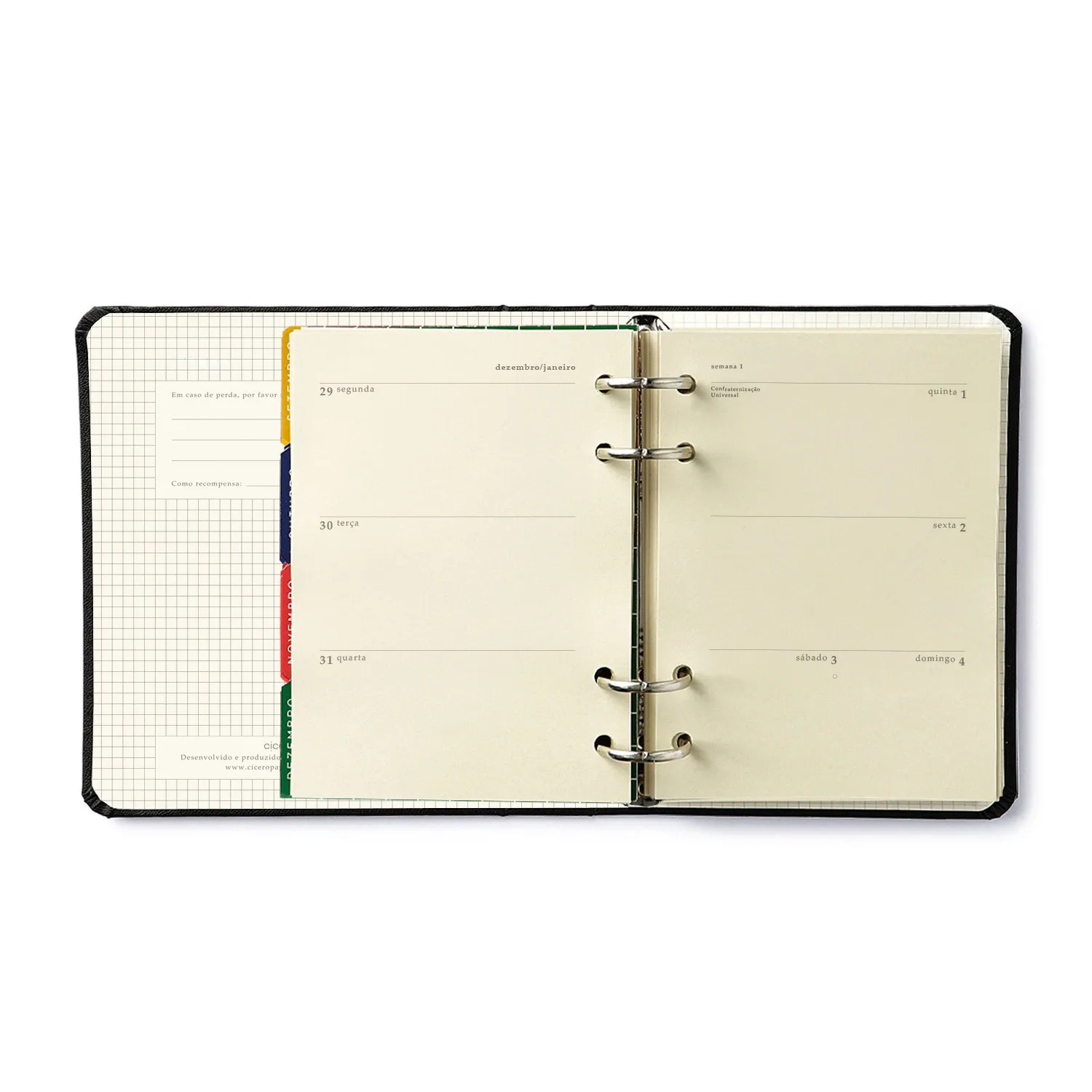 Agenda Planner Argolado 2027 Clássica Semanal A6 Verde Oliva