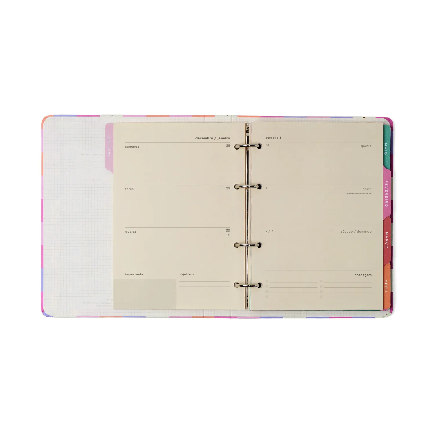 Agenda Planner Argolado 2027 Melissa Semanal Notas A5 Mini Bloomy Pistache
