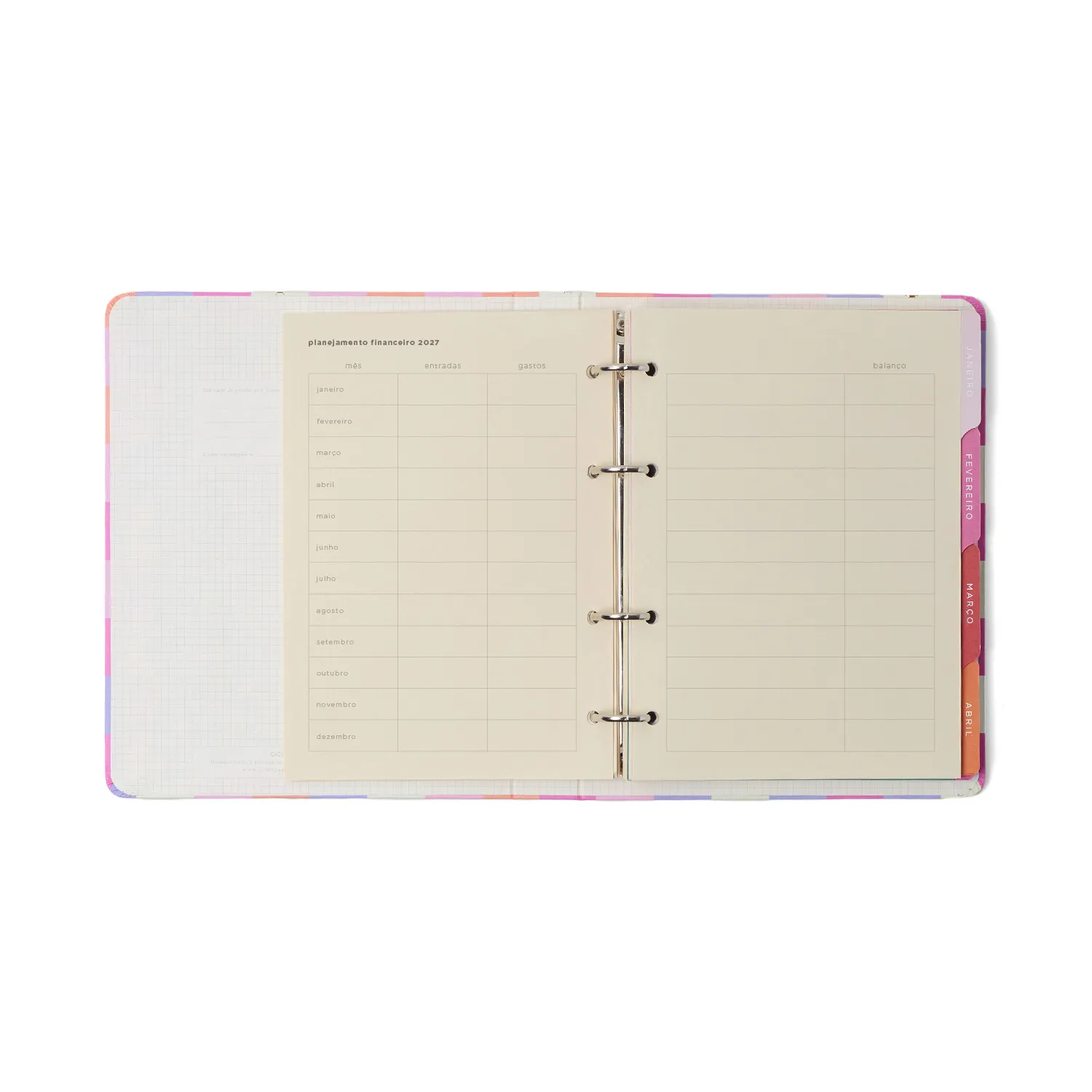 Agenda Planner Argolado 2027 Melissa Semanal Notas A5 Mini Bloomy Pistache