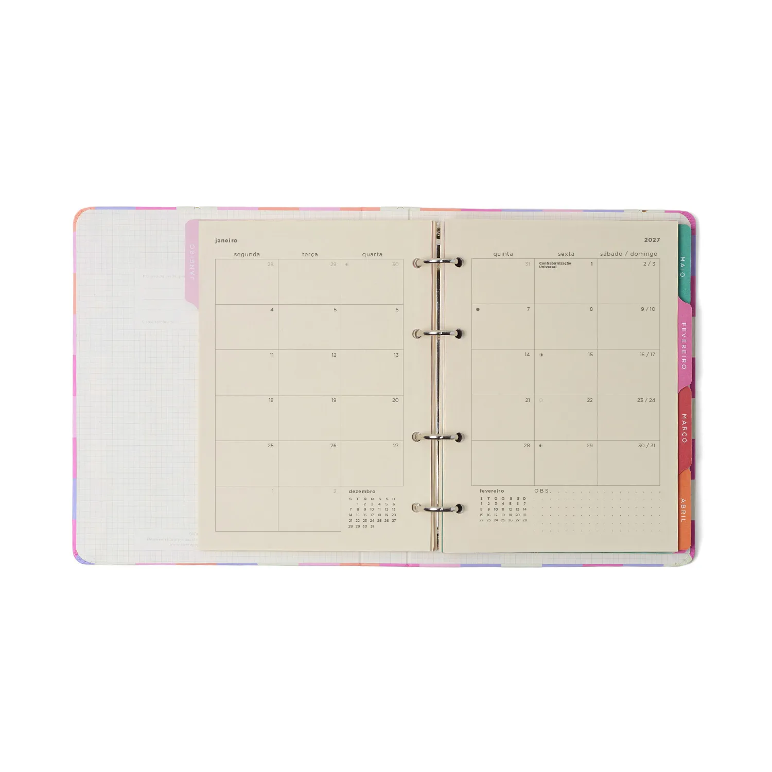 Agenda Planner Argolado 2027 Melissa Semanal Notas A5 Mini Bloomy Pistache