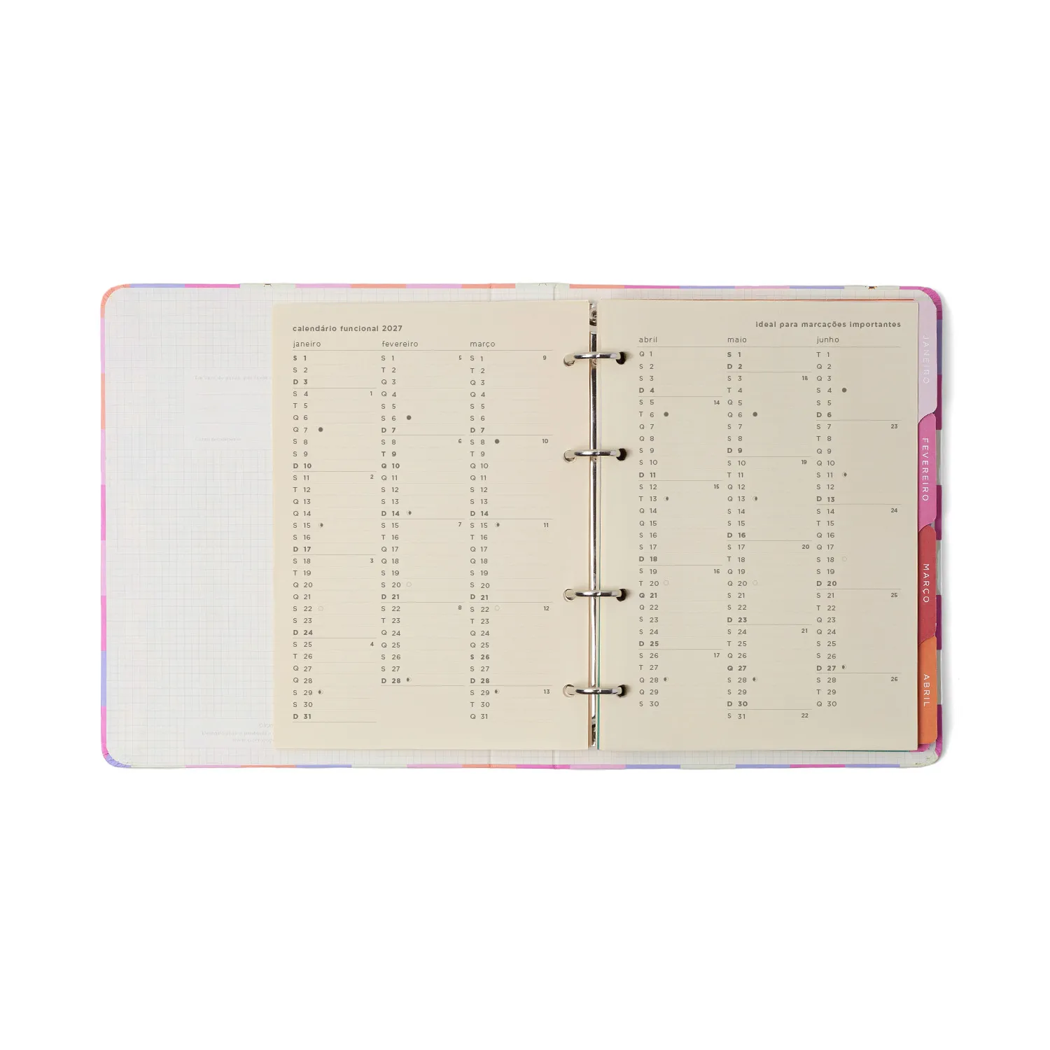 Agenda Planner Argolado 2027 Melissa Semanal Notas A5 Mini Bloomy Pistache