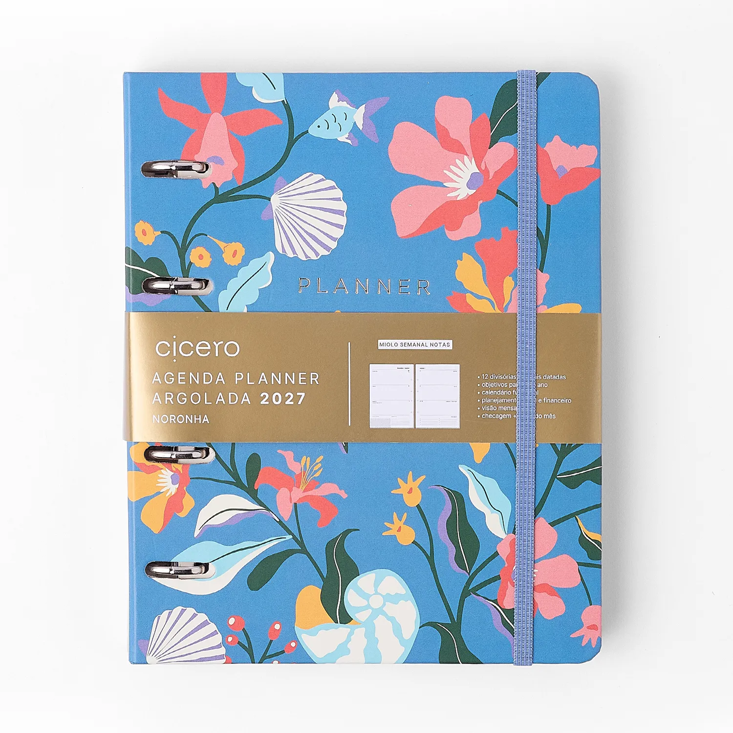 Agenda Planner Argolado 2027 Noronha Semanal Notas A5 Baia do Sancho