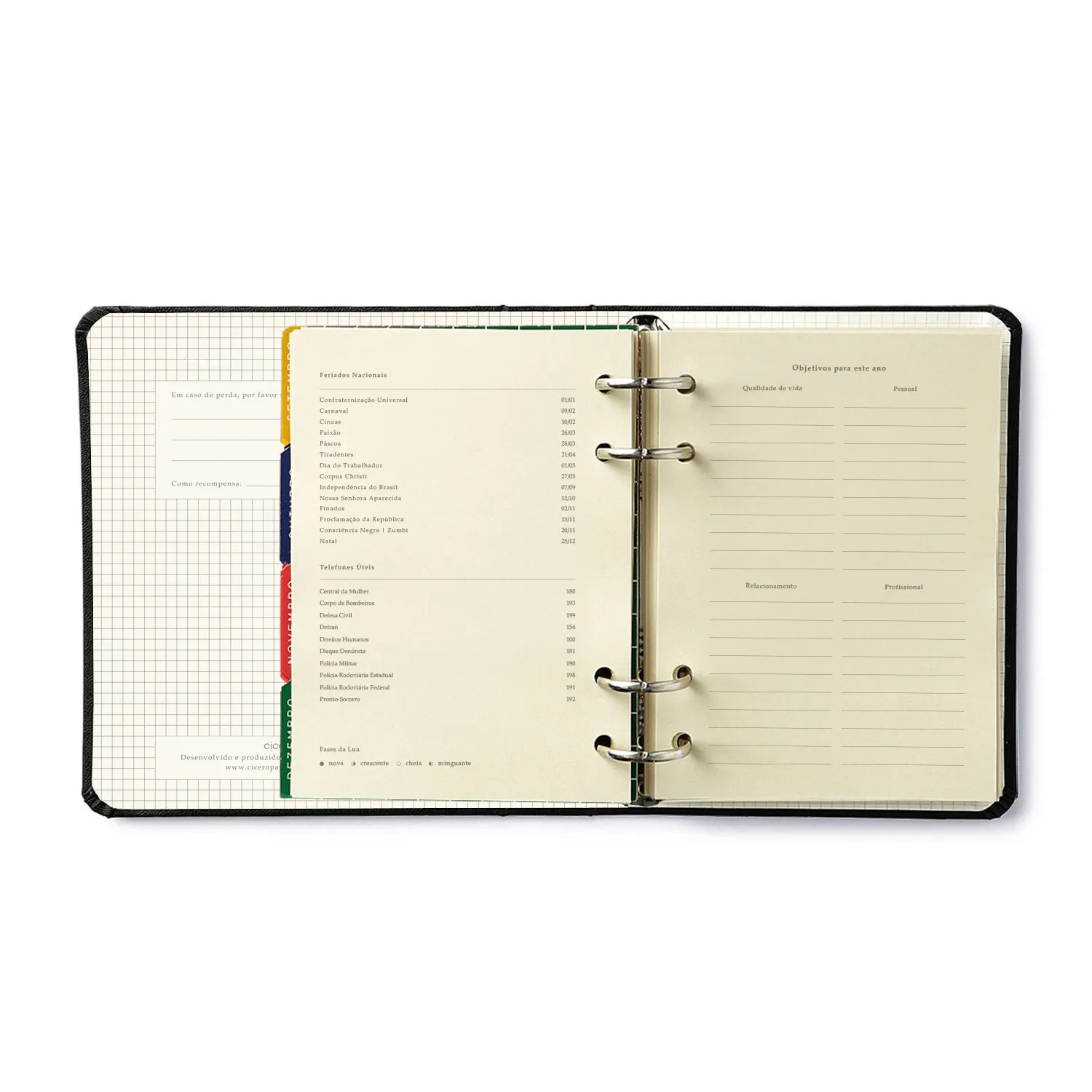 Agenda Planner Argolado 2027 Relicário Semanal A6 Botânica