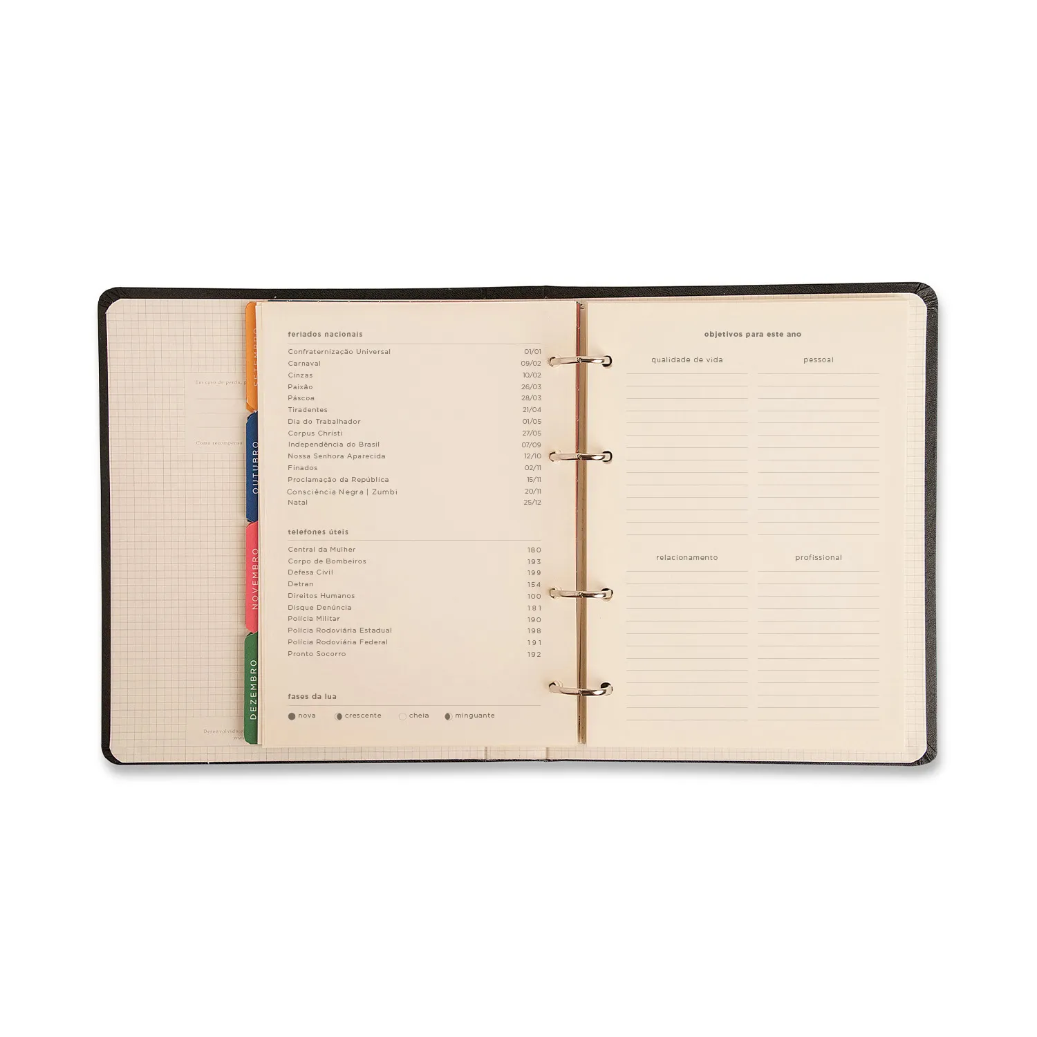 Agenda Planner Argolado 2027 Relicário Semanal Notas A5 Realeza Marinho