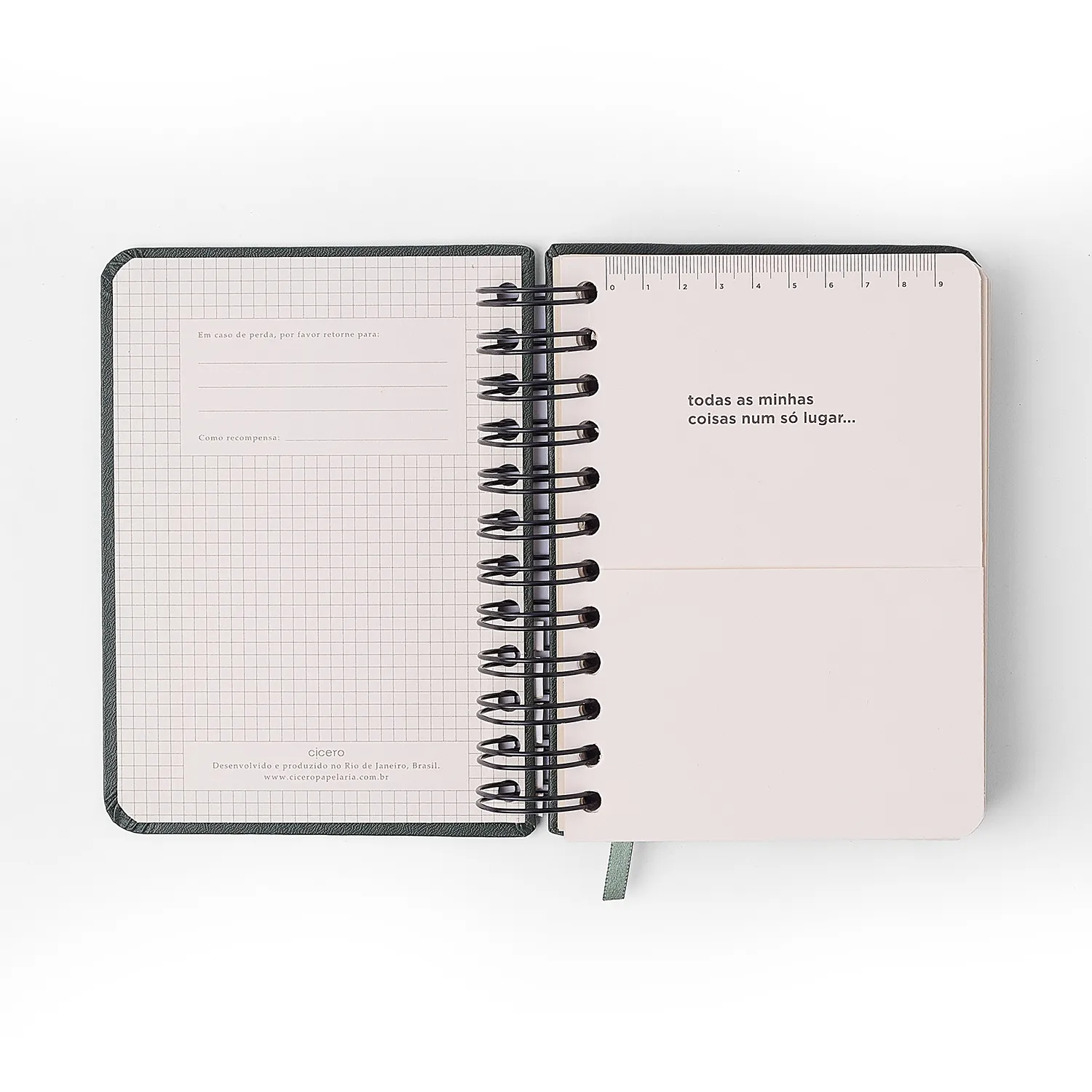 Agenda Planner Wire-o 2027 Clássica Diária 11,5x16 Verde Oliva