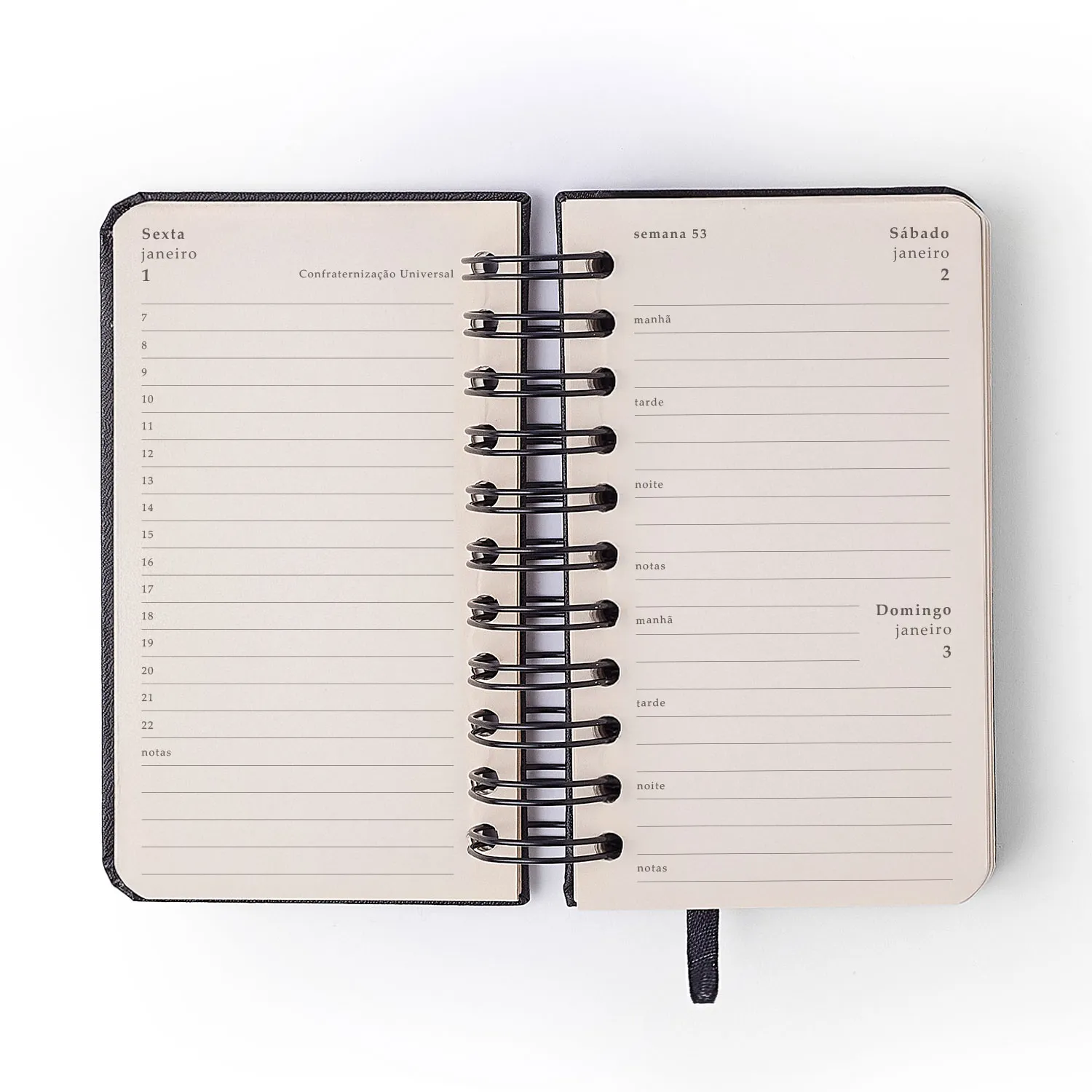 Agenda Planner Wire-o 2027 Clássica Diária 9x15,5 Preta