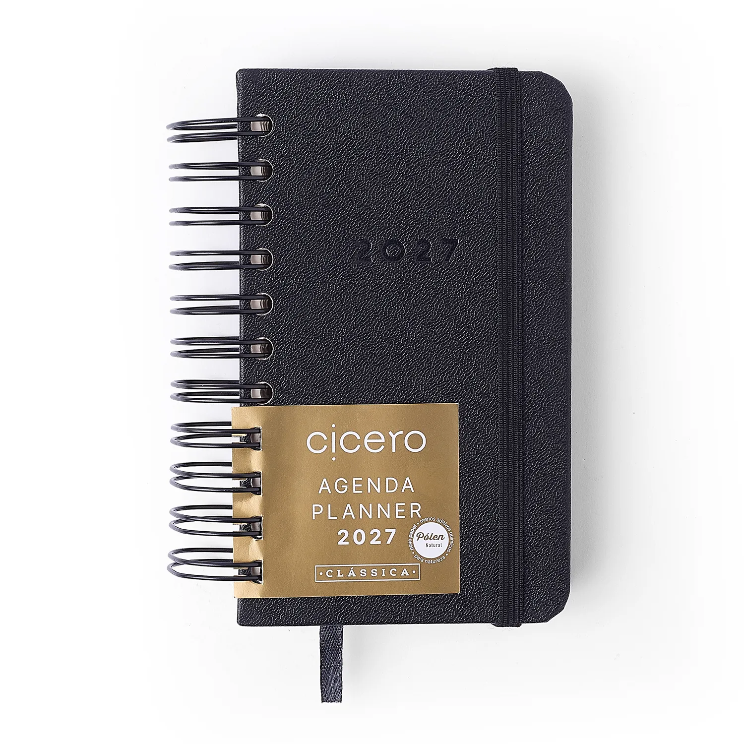 Agenda Planner Wire-o 2027 Clássica Diária 9x15,5 Preta