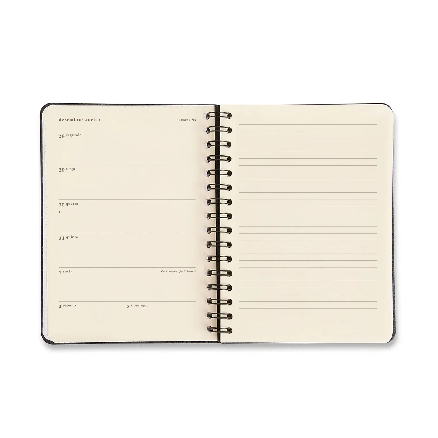 Agenda Planner Wire-o 2027 Clássica Semanal Anotações A5 Caramelo
