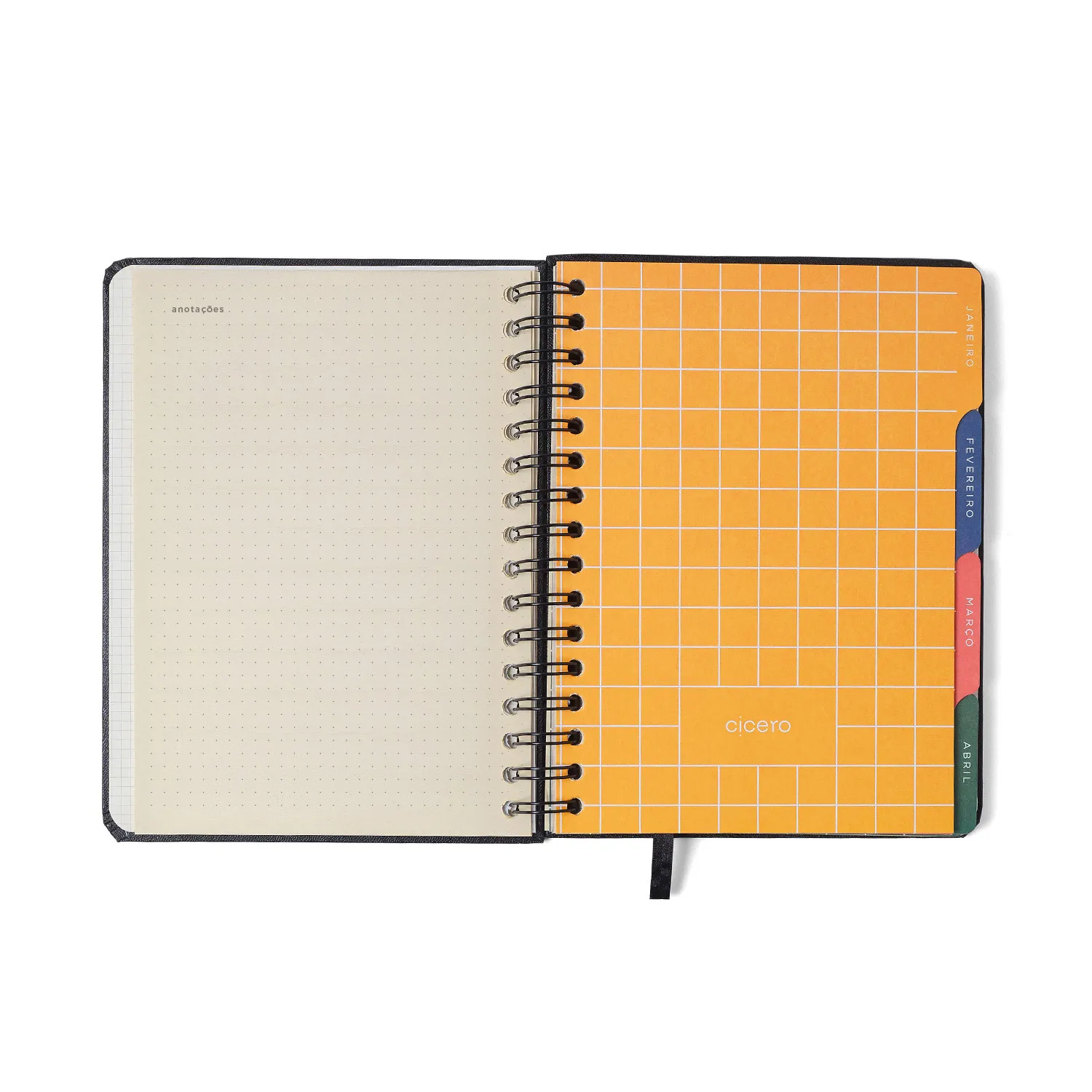 Agenda Planner Wire-o 2027 Clássica Semanal Notas c/ Divisórias A5 Preta