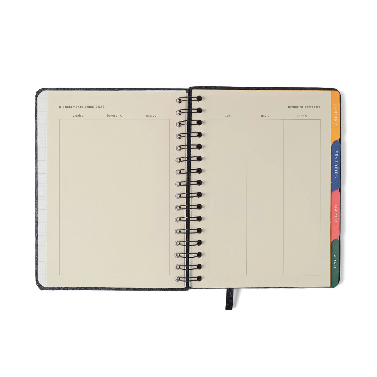 Agenda Planner Wire-o 2027 Clássica Semanal Notas c/ Divisórias A5 Verde Oliva