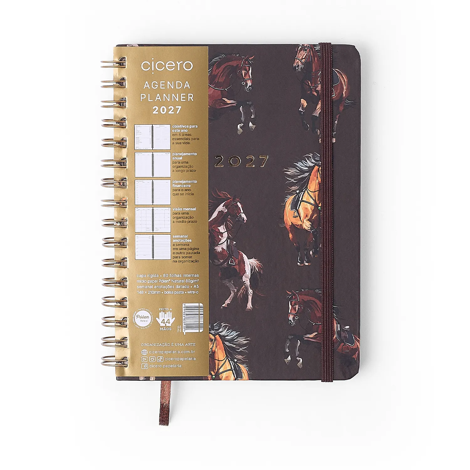 Agenda Planner Wire-o 2027 Haras Semanal Anotações A5 Alazão
