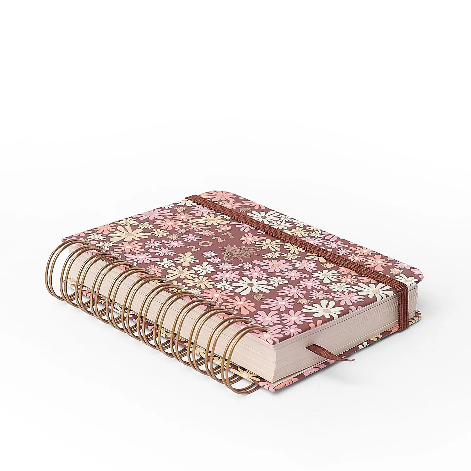 Agenda Planner Wire-o 2027 Melissa Diária 11,5x16 Mini Bloomy Chocolate