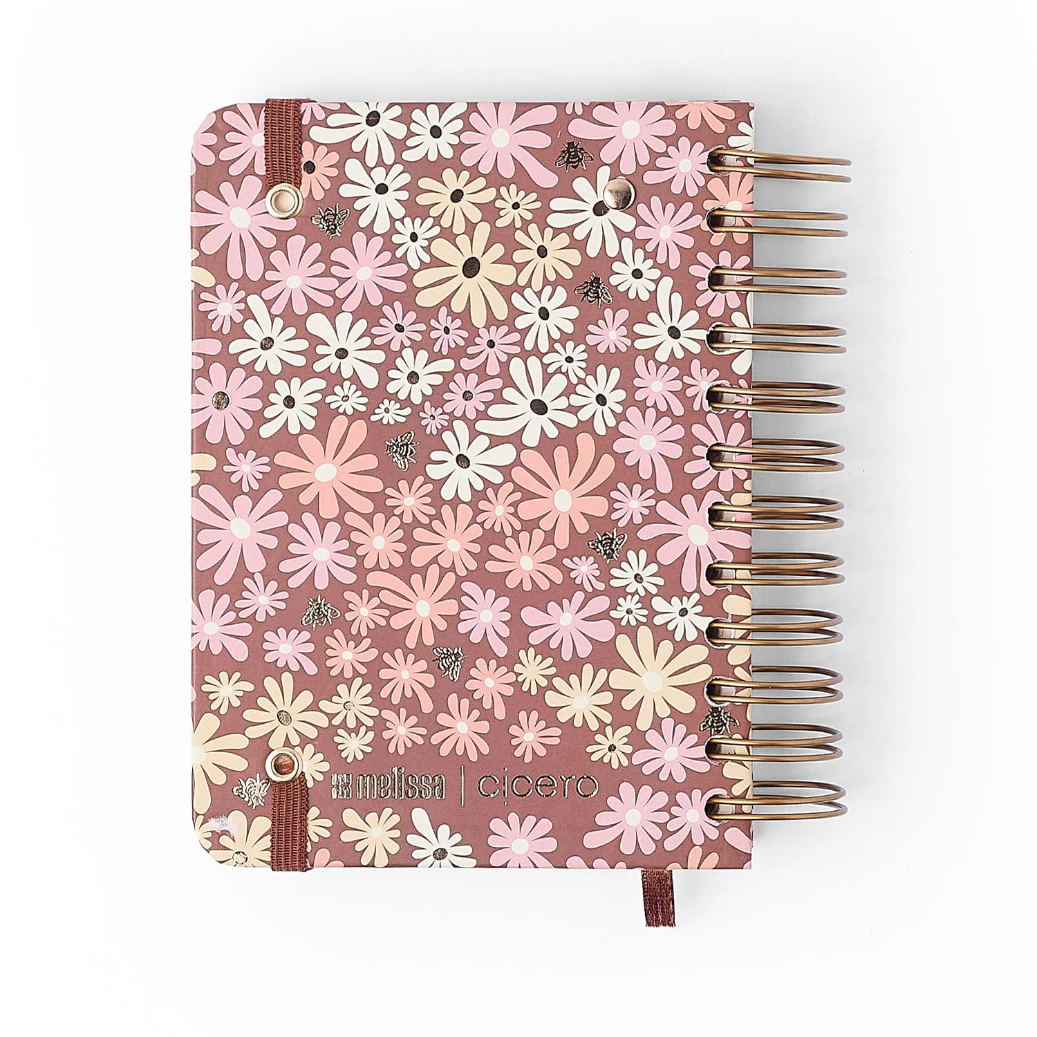 Agenda Planner Wire-o 2027 Melissa Diária 11,5x16 Mini Bloomy Chocolate