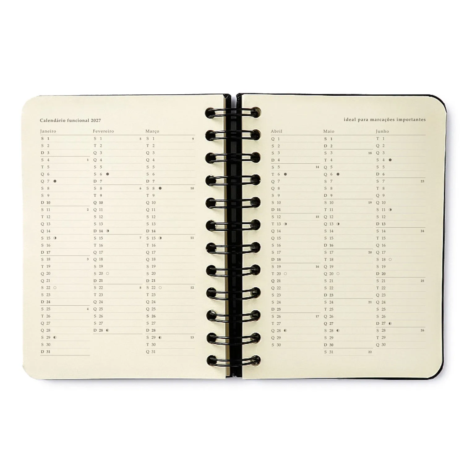 Agenda Planner Wire-o 2027 Melissa Diária 11,5x16 Mini Bloomy Chocolate