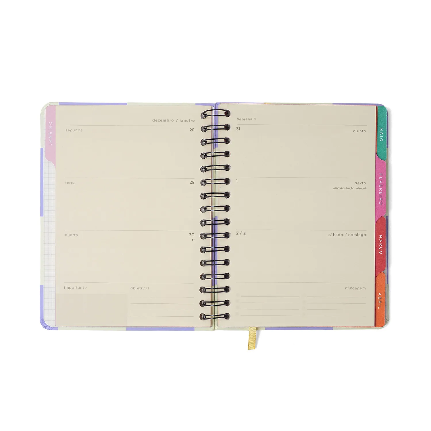 Agenda Planner Wire-o 2027 Melissa Semanal Notas c/ Divisórias A5 Mini Bloomy Chocolate