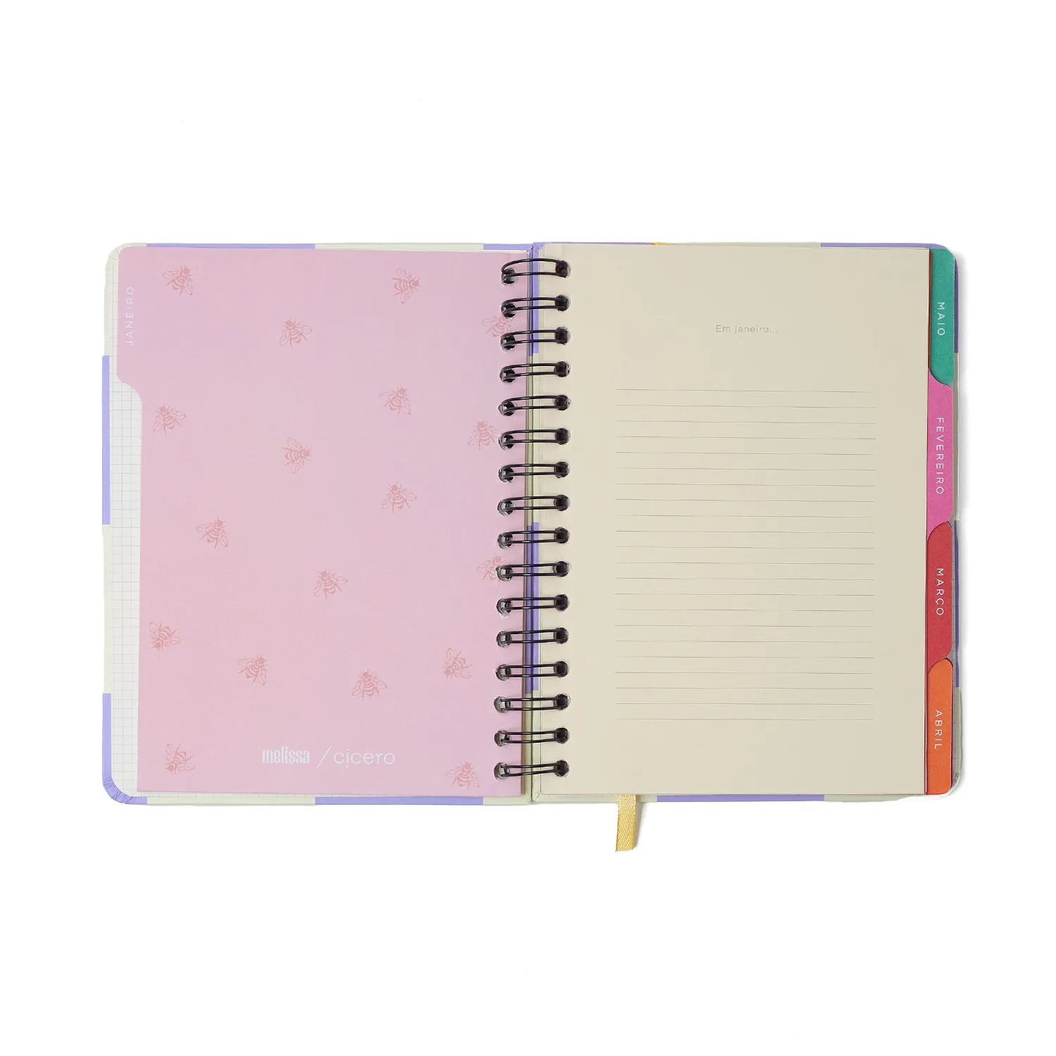 Agenda Planner Wire-o 2027 Melissa Semanal Notas c/ Divisórias A5 Mini Bloomy Chocolate