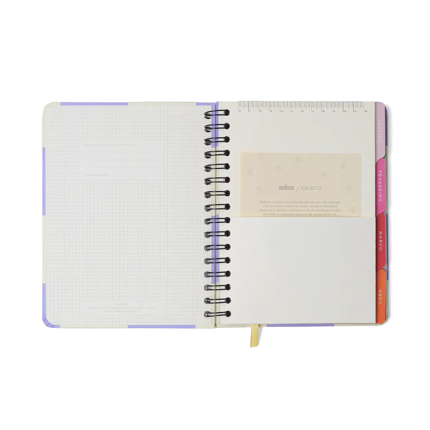 Agenda Planner Wire-o 2027 Melissa Semanal Notas c/ Divisórias A5 Mini Bloomy Chocolate