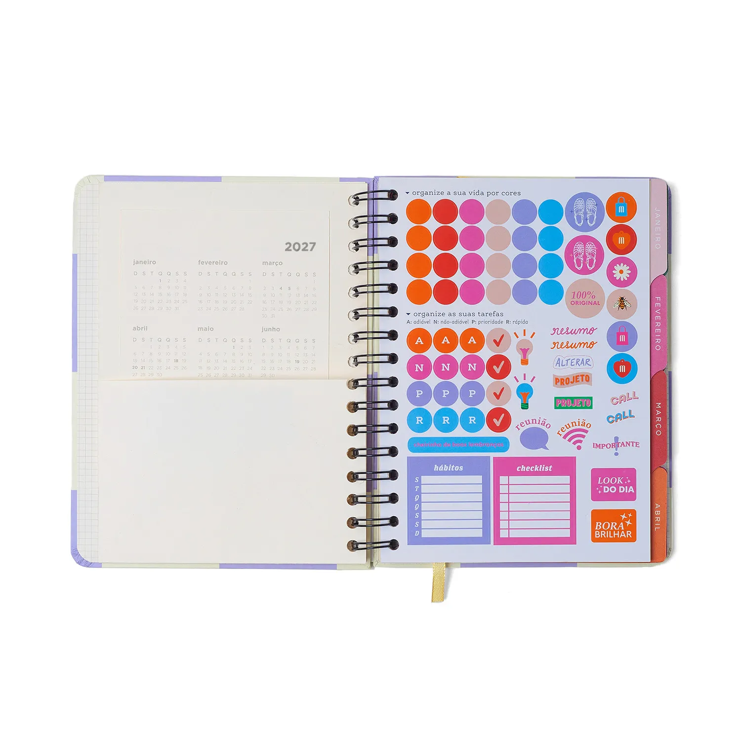 Agenda Planner Wire-o 2027 Melissa Semanal Notas c/ Divisórias A5 Mini Bloomy Chocolate