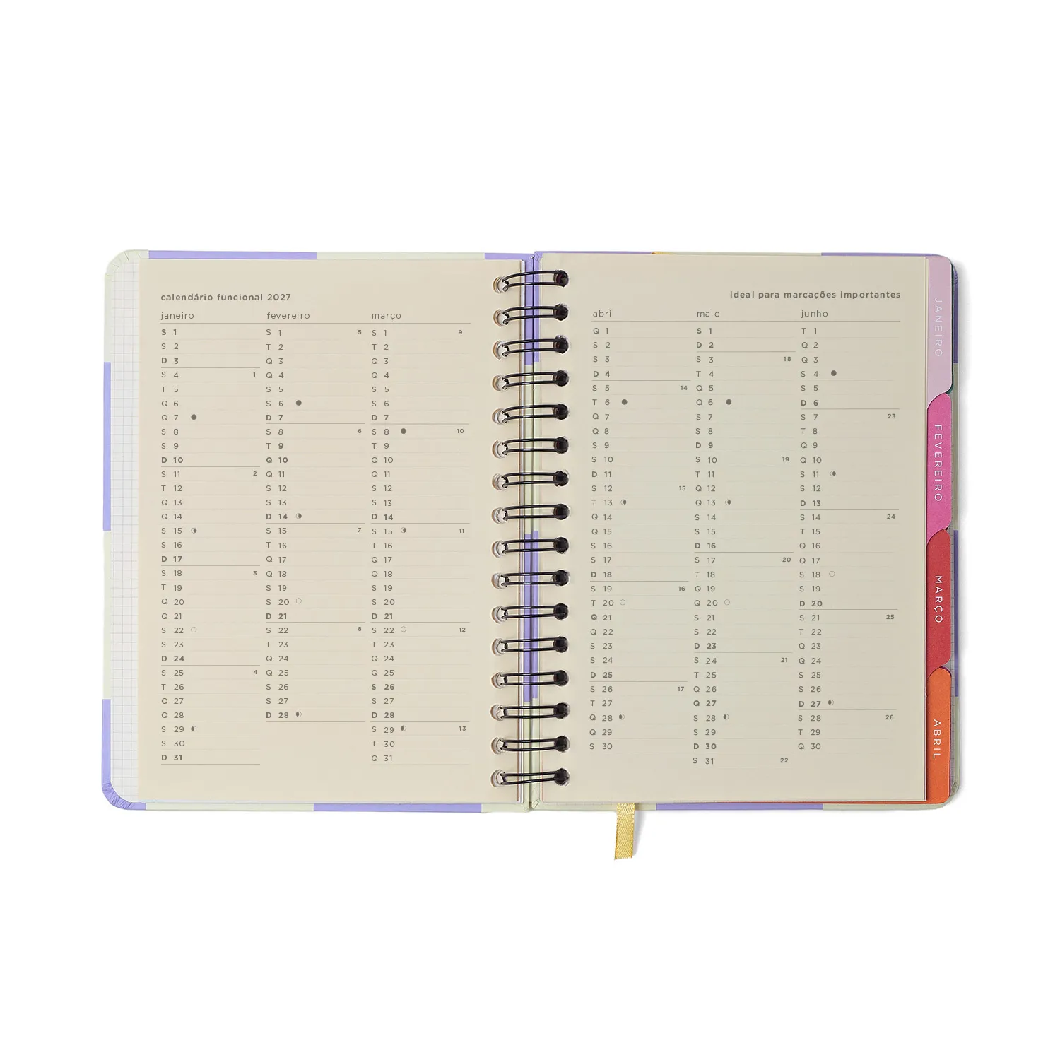 Agenda Planner Wire-o 2027 Melissa Semanal Notas c/ Divisórias A5 Mini Bloomy Chocolate