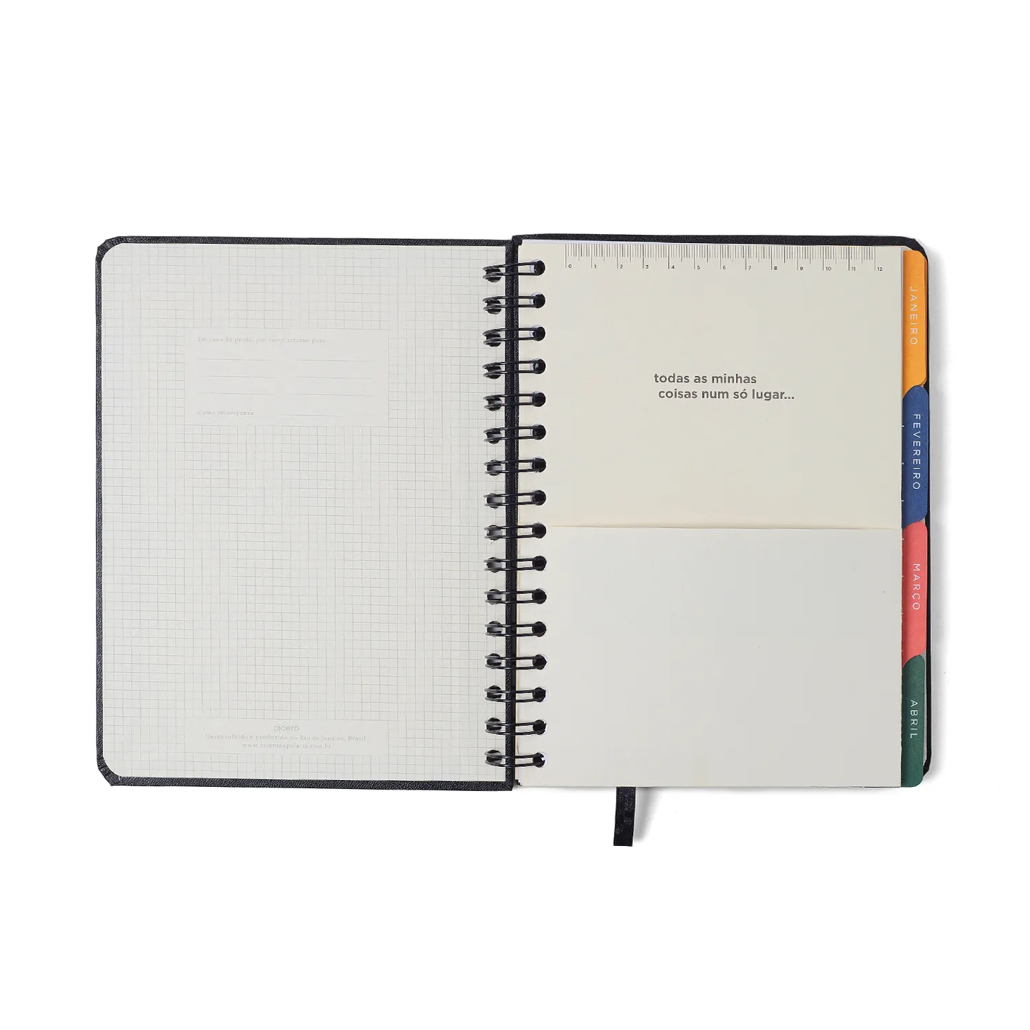 Agenda Planner Wire-o 2027 Noronha Semanal Notas c/ Divisórias A5 Pérola do Mar