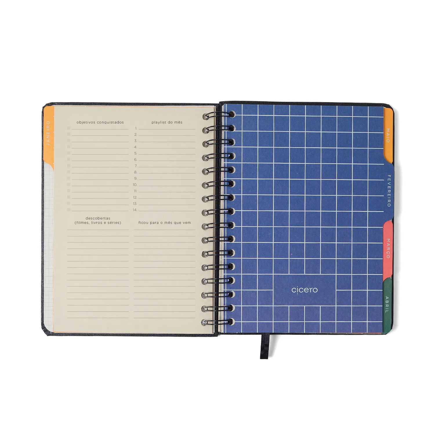 Agenda Planner Wire-o 2027 Noronha Semanal Notas c/ Divisórias A5 Pérola do Mar