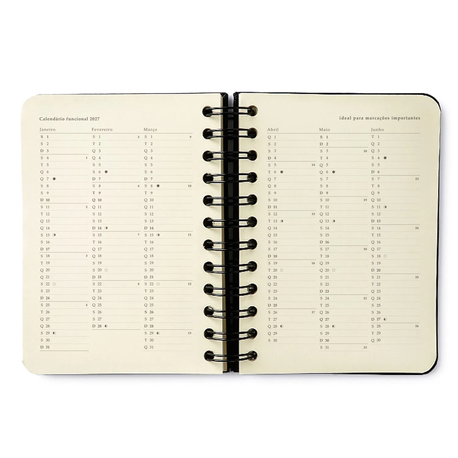 Agenda Planner Wire-o 2027 Relicário Diária 11,5x16 Realeza Off White