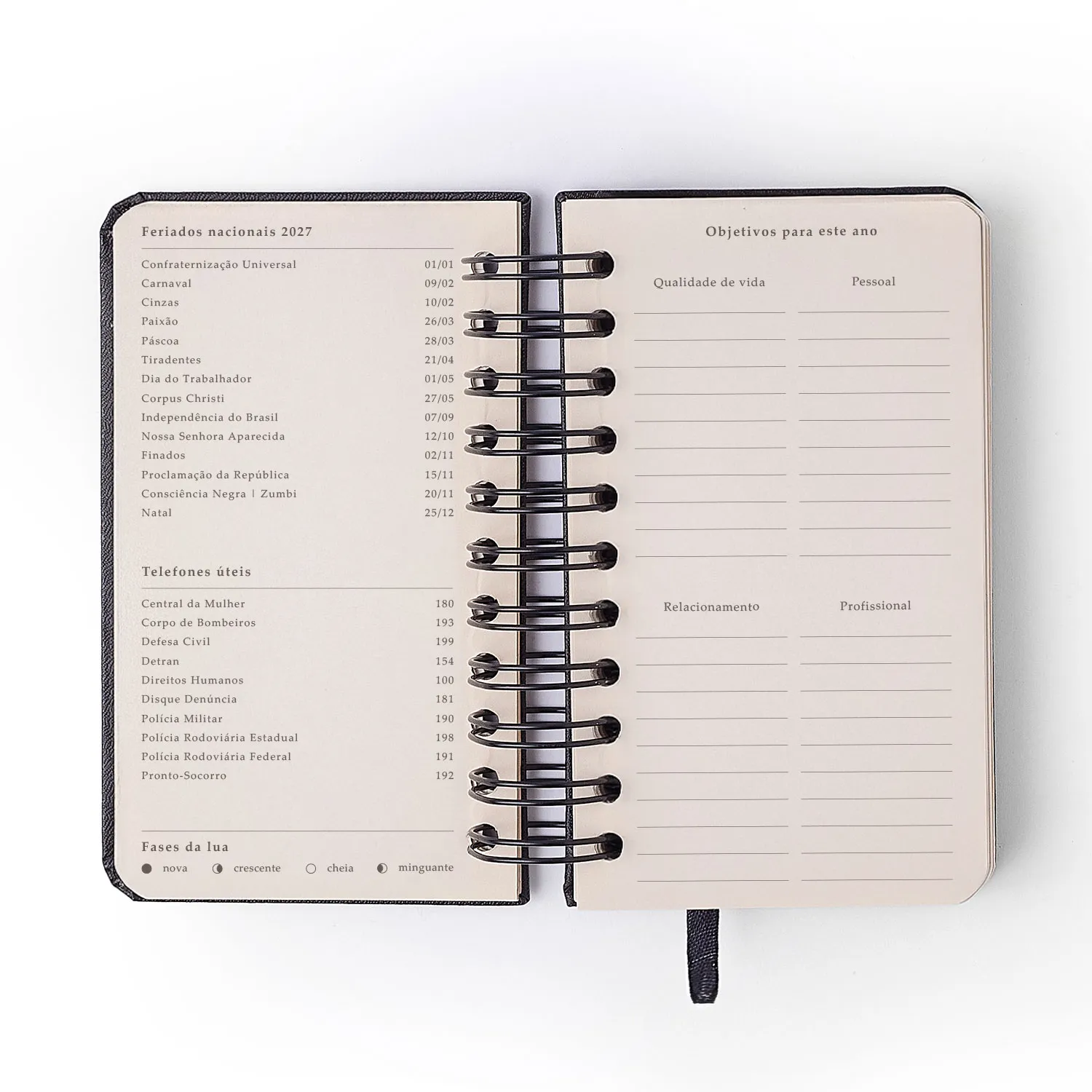 Agenda Planner Wire-o 2027 Veredas Diária 9x15,5 Marrom