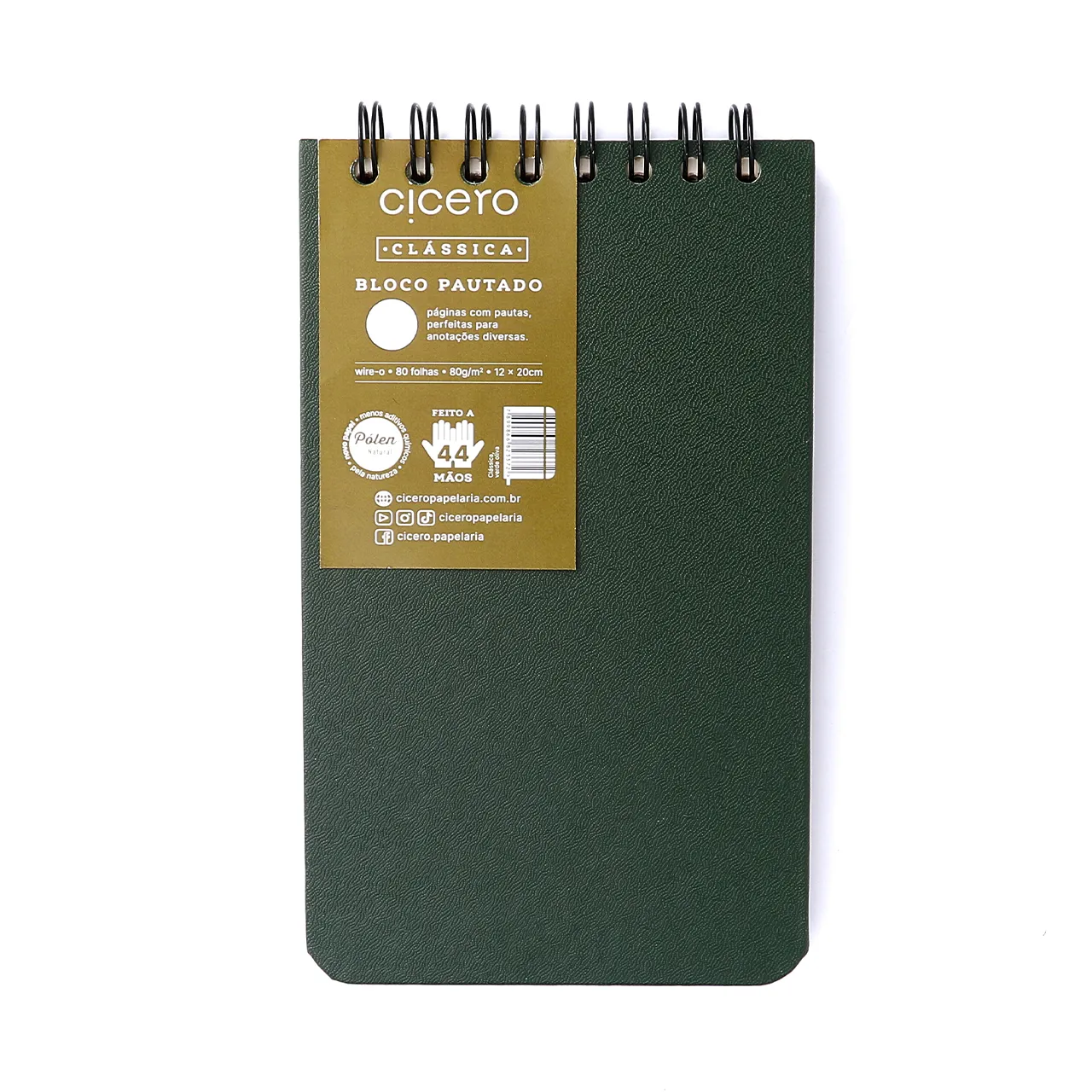 Bloco Wire-O Clássica Pautado 12X20 Verde Oliva