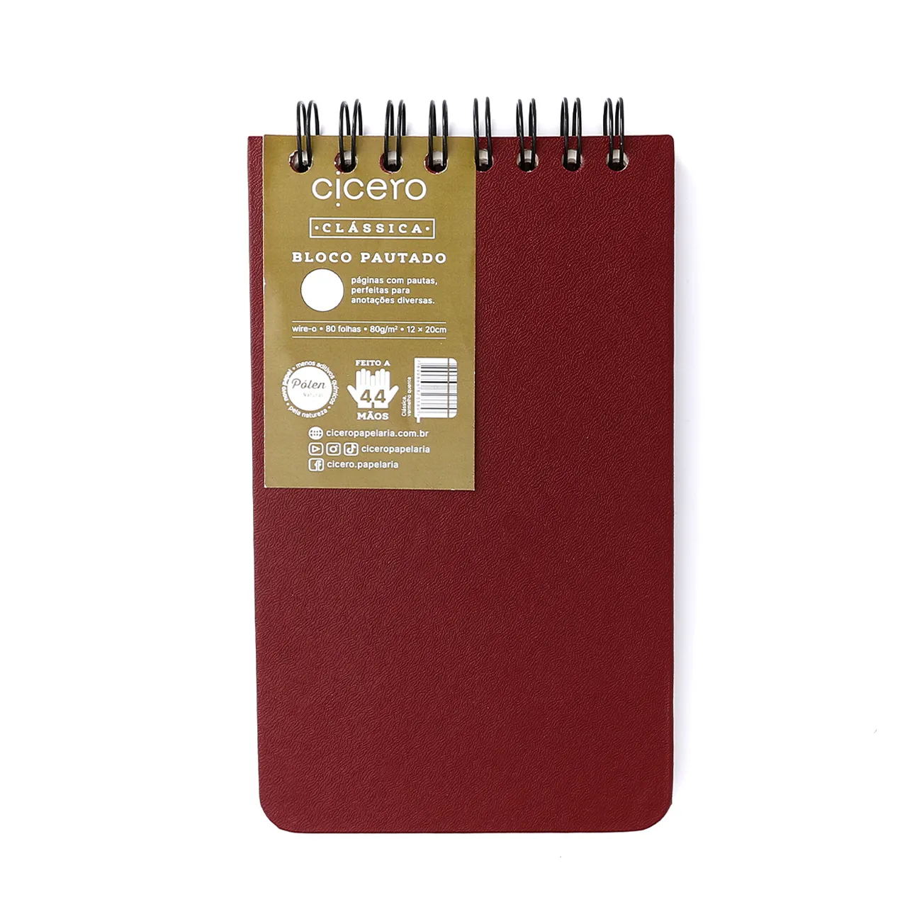 Bloco Wire-O Clássica Pautado 12X20 Vermelho Quente