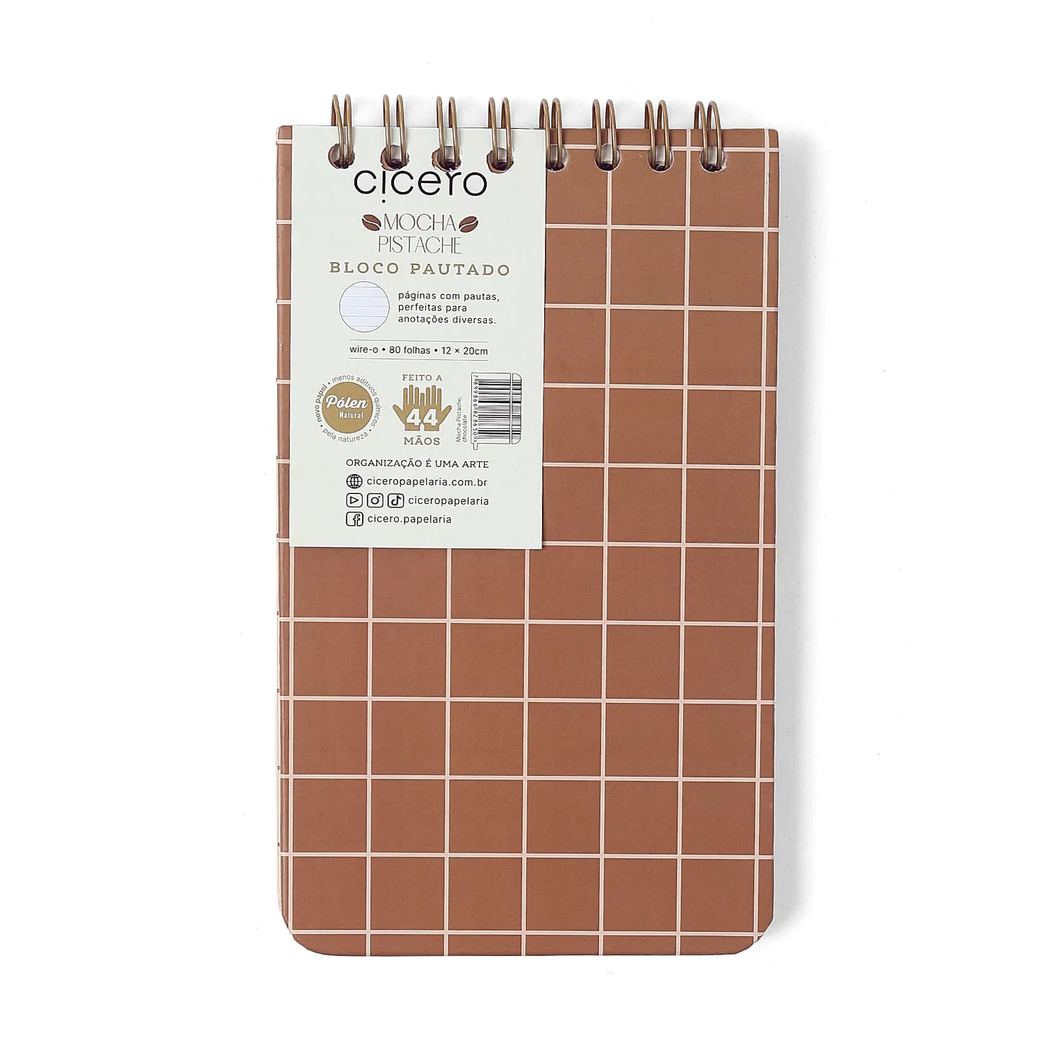 Bloco Wire-O Mocha Pistache Pautado 12X20 Chocolate