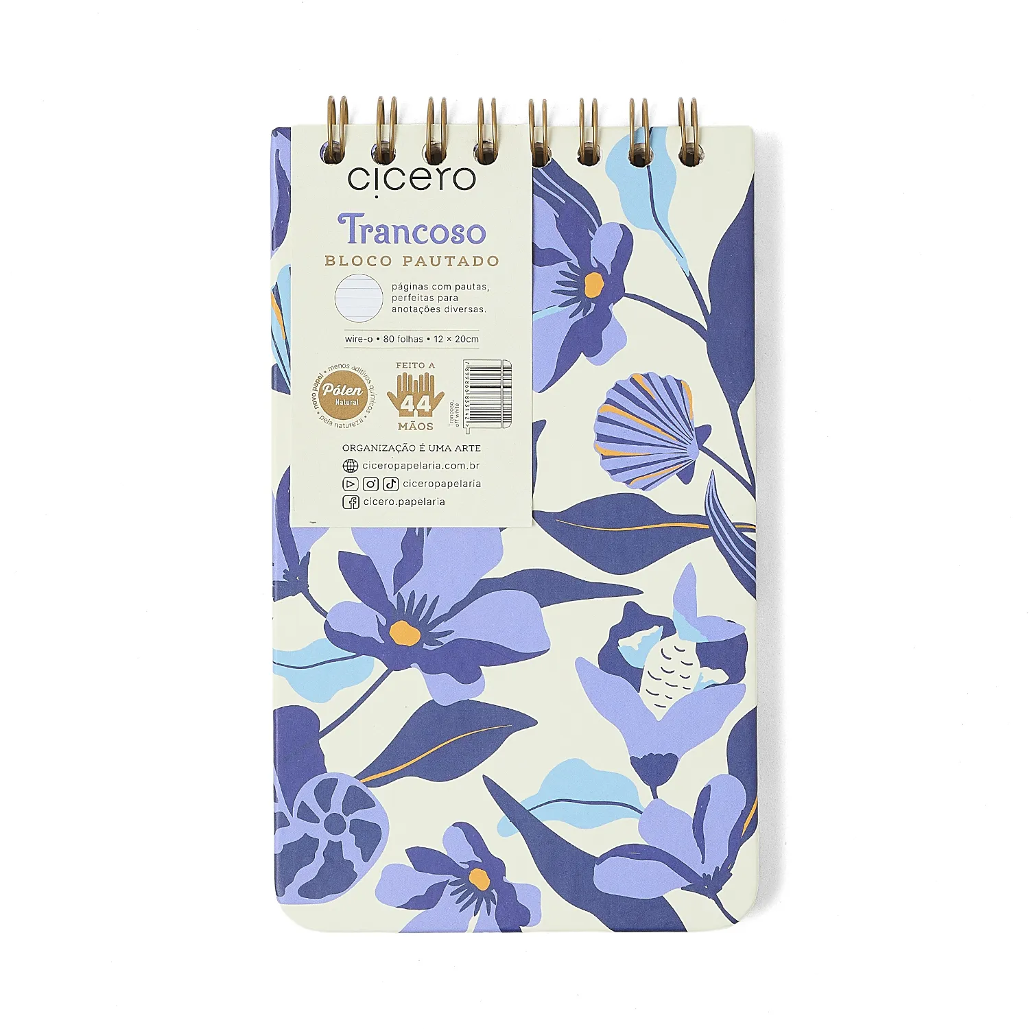 Bloco Wire-O Trancoso Pautado 12X20 Off White