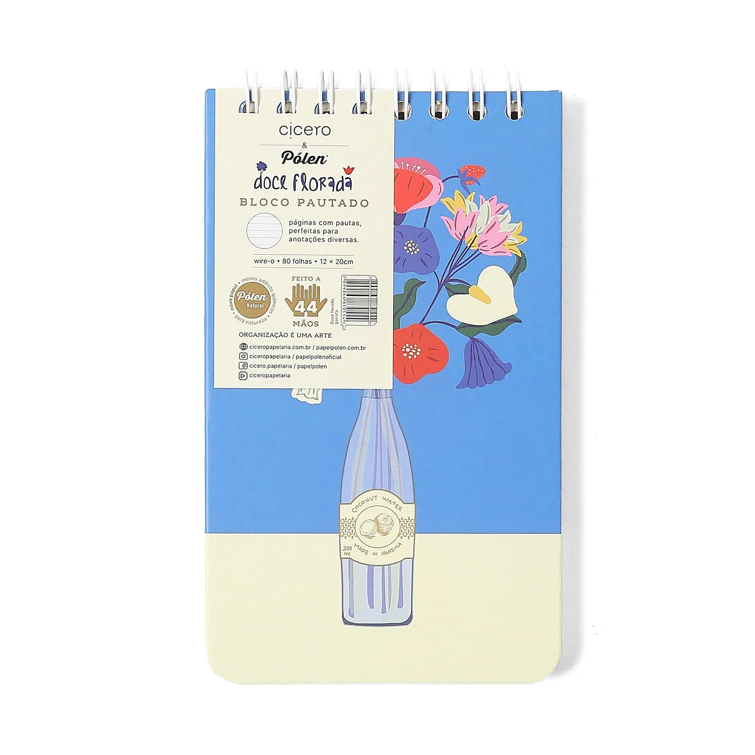 Bloco Wire-o Doce Florada Pautado 12x20 Garrafa