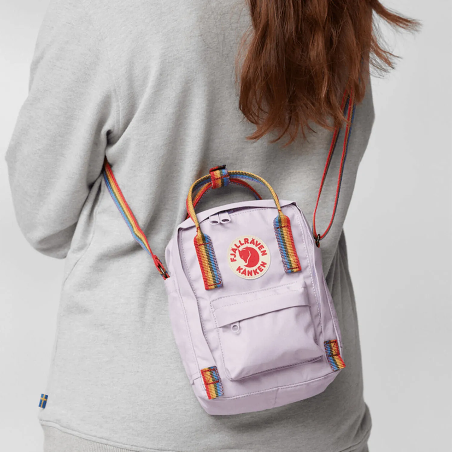 Bolsa Kanken Rainbow Sling - Pastel Lavender Rainbow Pattern (F23623)