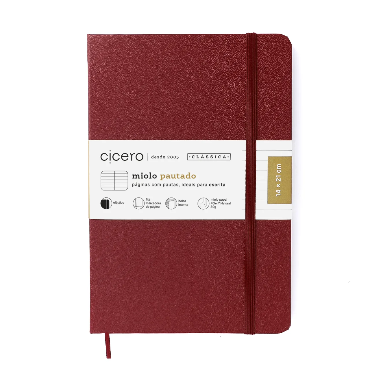 Caderneta Clássica Pautado 14X21 Vermelho Quente