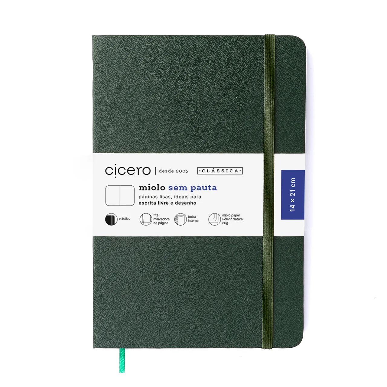 Caderneta Clássica Sem Pauta 14X21 Verde Oliva