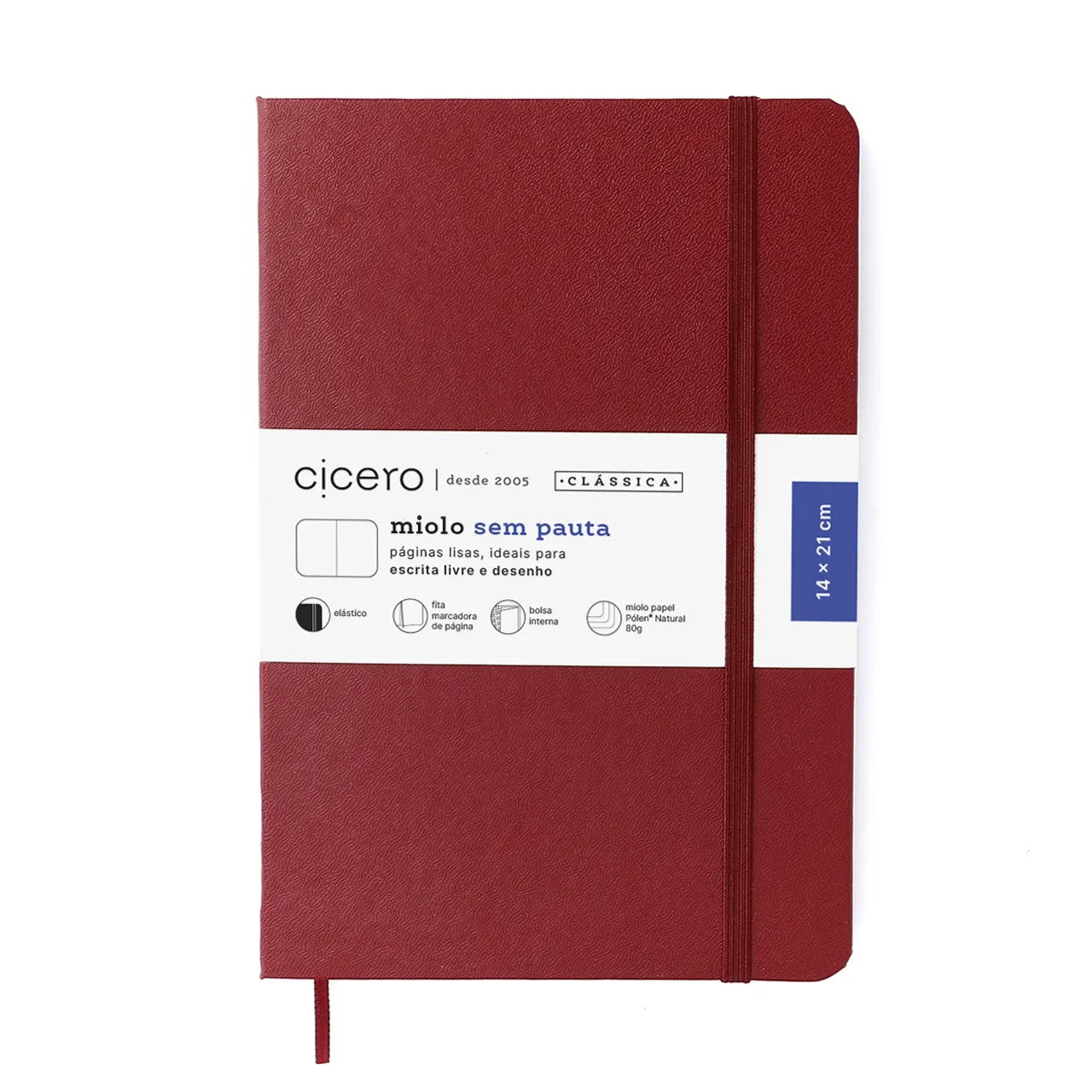 Caderneta Clássica Sem Pauta 14X21 Vermelho Quente