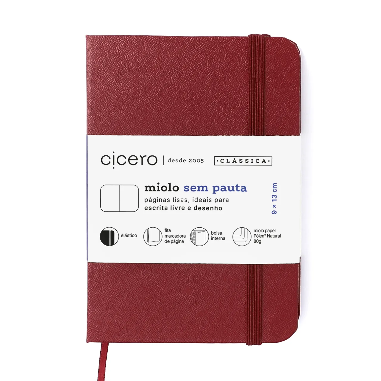 Caderneta Clássica Sem Pauta 9X13 Vermelho Quente
