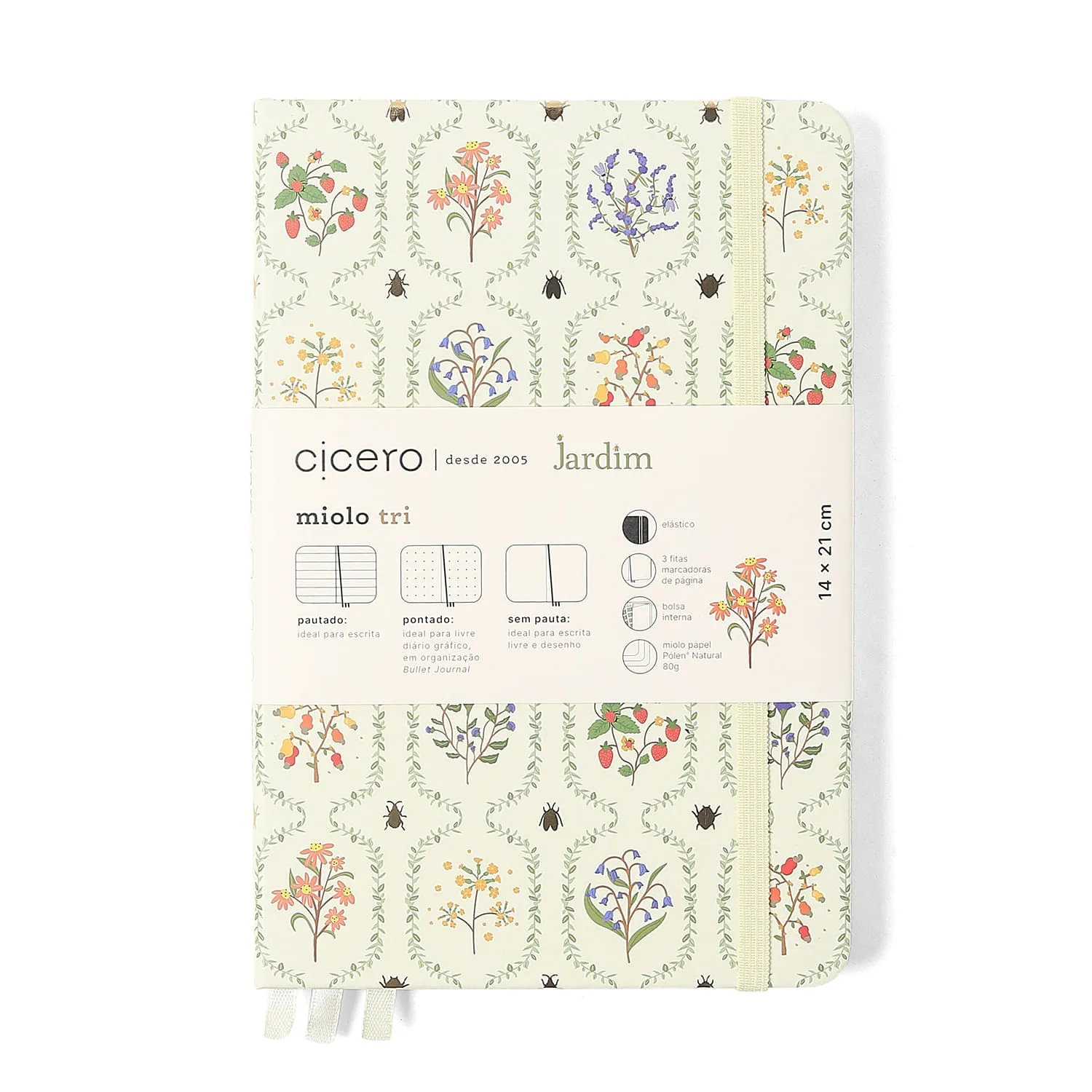 Caderneta Jardim Miolo Tri 14x21 Off White
