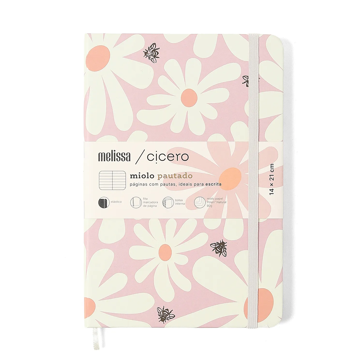 Caderneta Melissa Pautado 14x21 Pink Bloomy