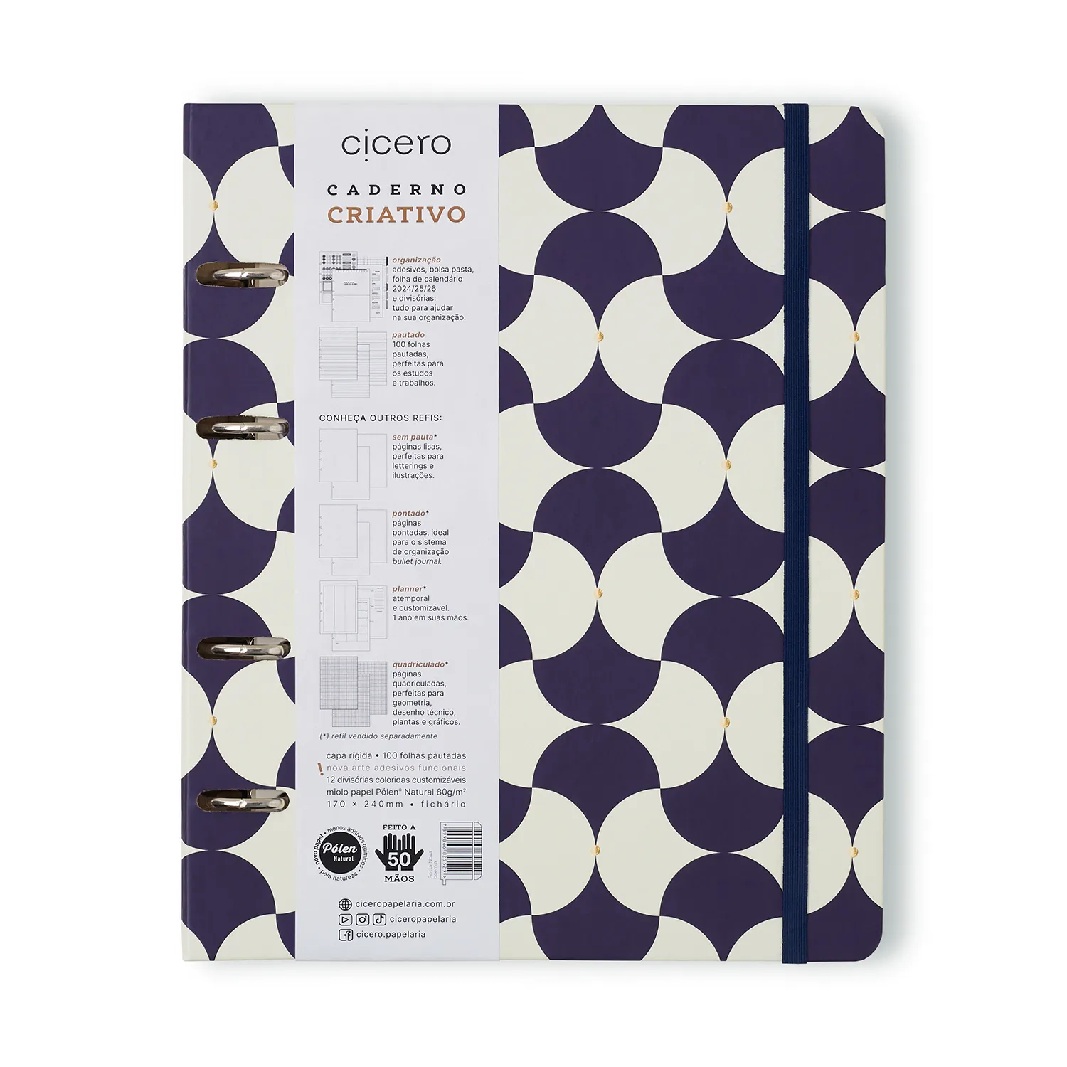 Caderno Criativo Argolado Bossa Nova Pautado 17x24 Boemia