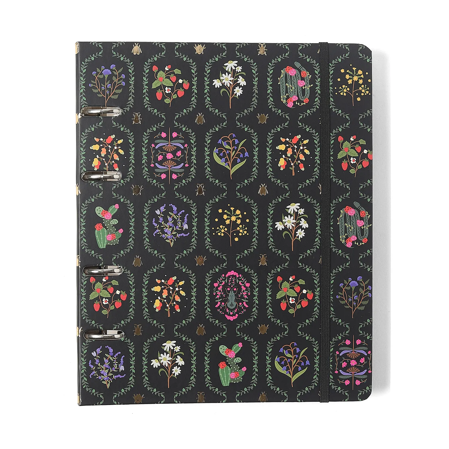 Caderno Criativo Argolado Jardim Pautado 17x24 Preto