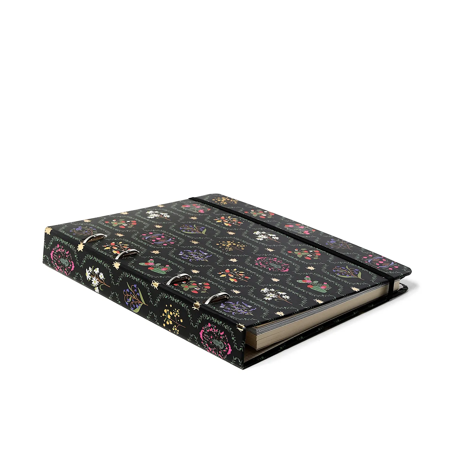 Caderno Criativo Argolado Jardim Pautado 17x24 Preto