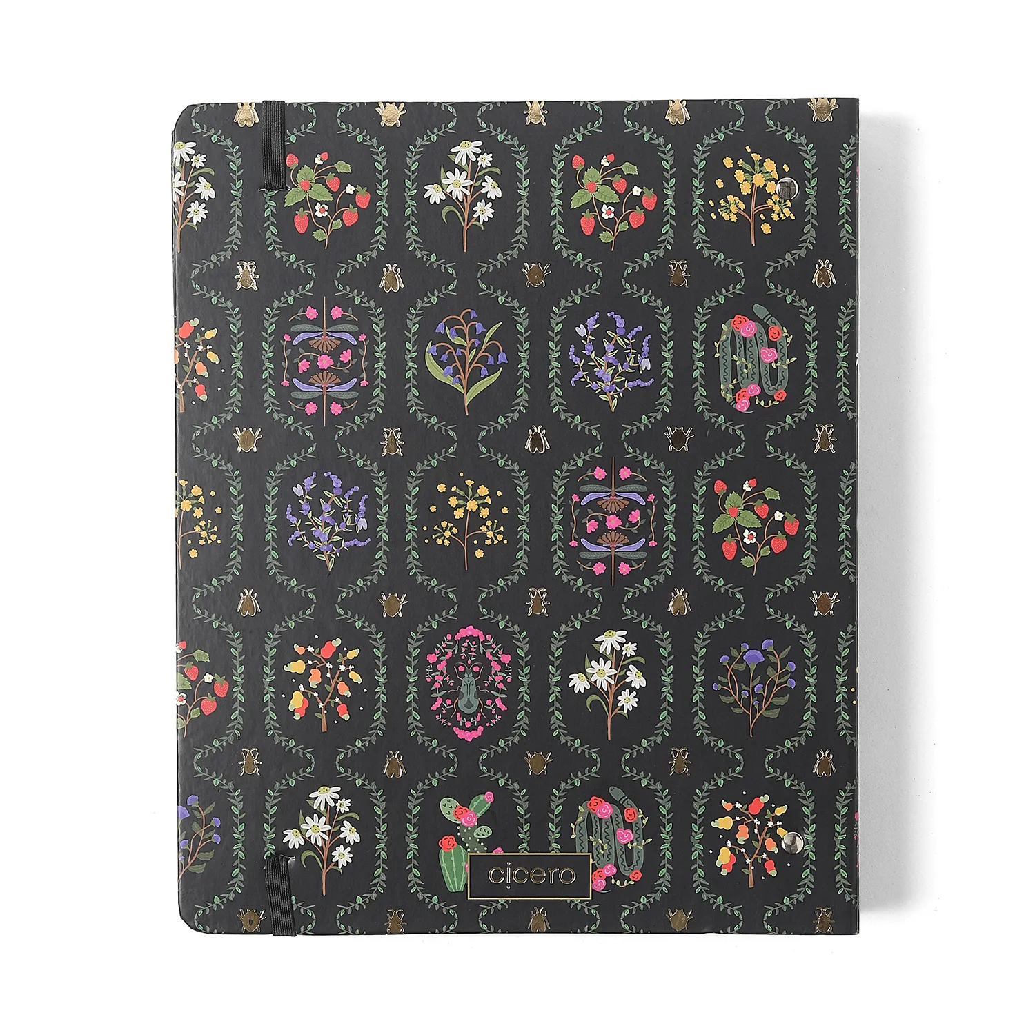 Caderno Criativo Argolado Jardim Pautado 17x24 Preto