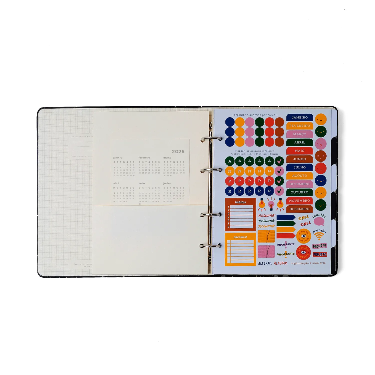 Caderno Criativo Argolado Libélulas Pautado 17x24 Preto