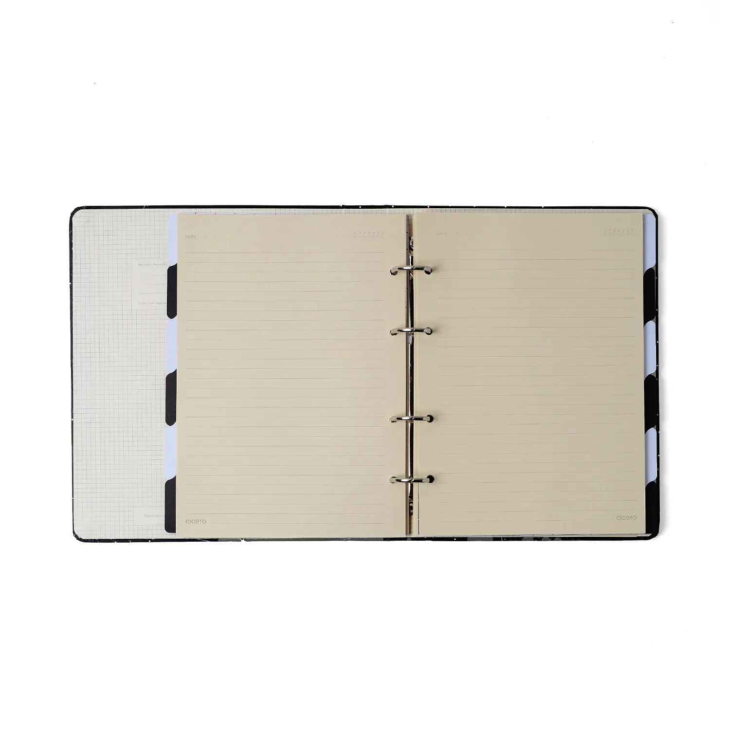 Caderno Criativo Argolado Libélulas Pautado 17x24 Preto