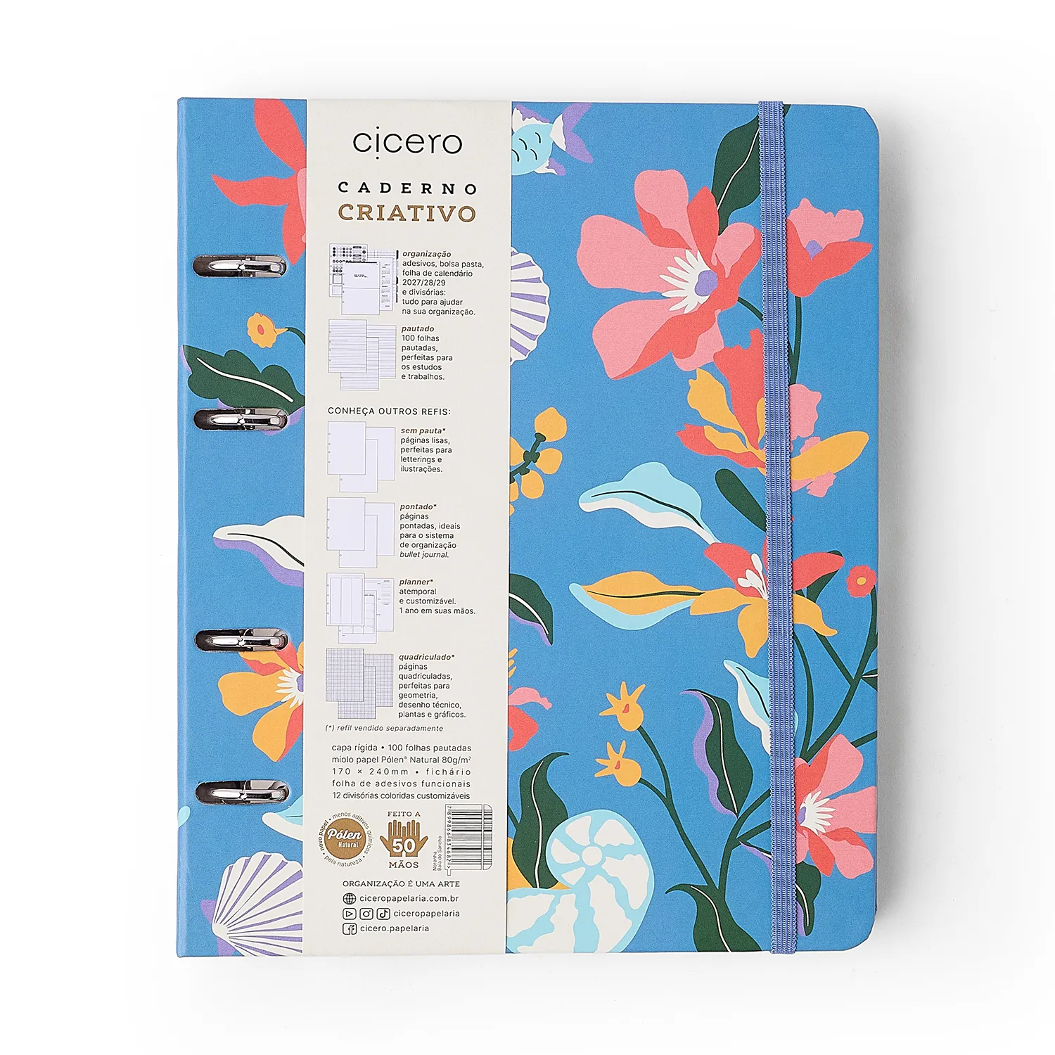 Caderno Criativo Argolado Noronha Pautado 17x24 Baia do Sancho